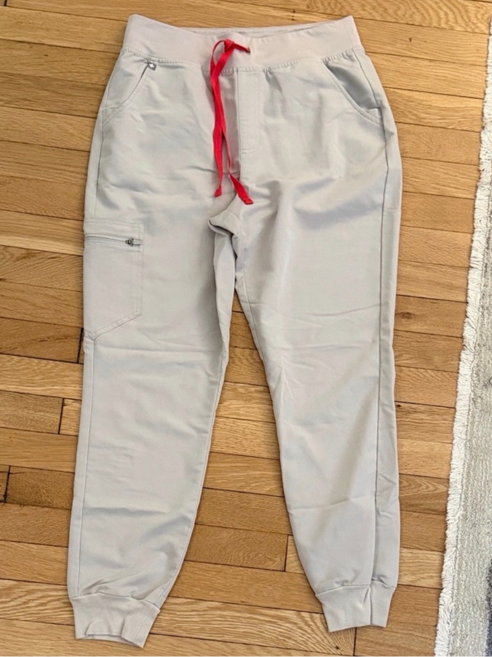 Figs Light Gray Joggers with Pink Drawstring